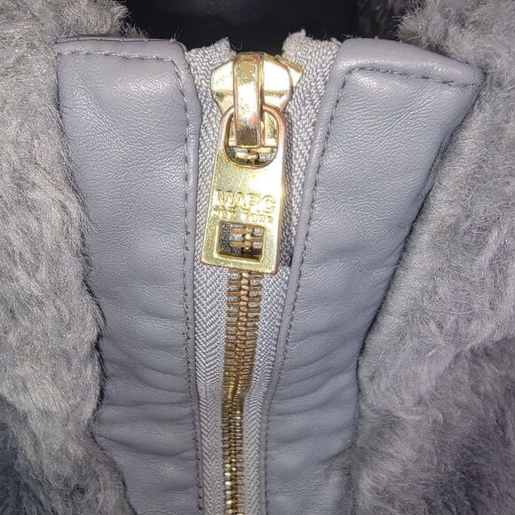 Marc New York Andrew Marc Faux Fur & Leather Jacket Gray Floral Small - Picture 3 of 7